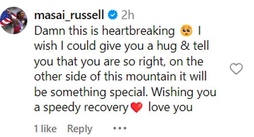 Masai Russell's comment- Source: Abby Steiner Instagram